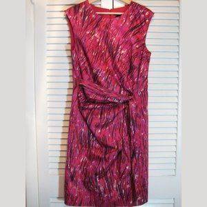 Ann Taylor Pink Purple Fitted Dress Sz 8 Abstract